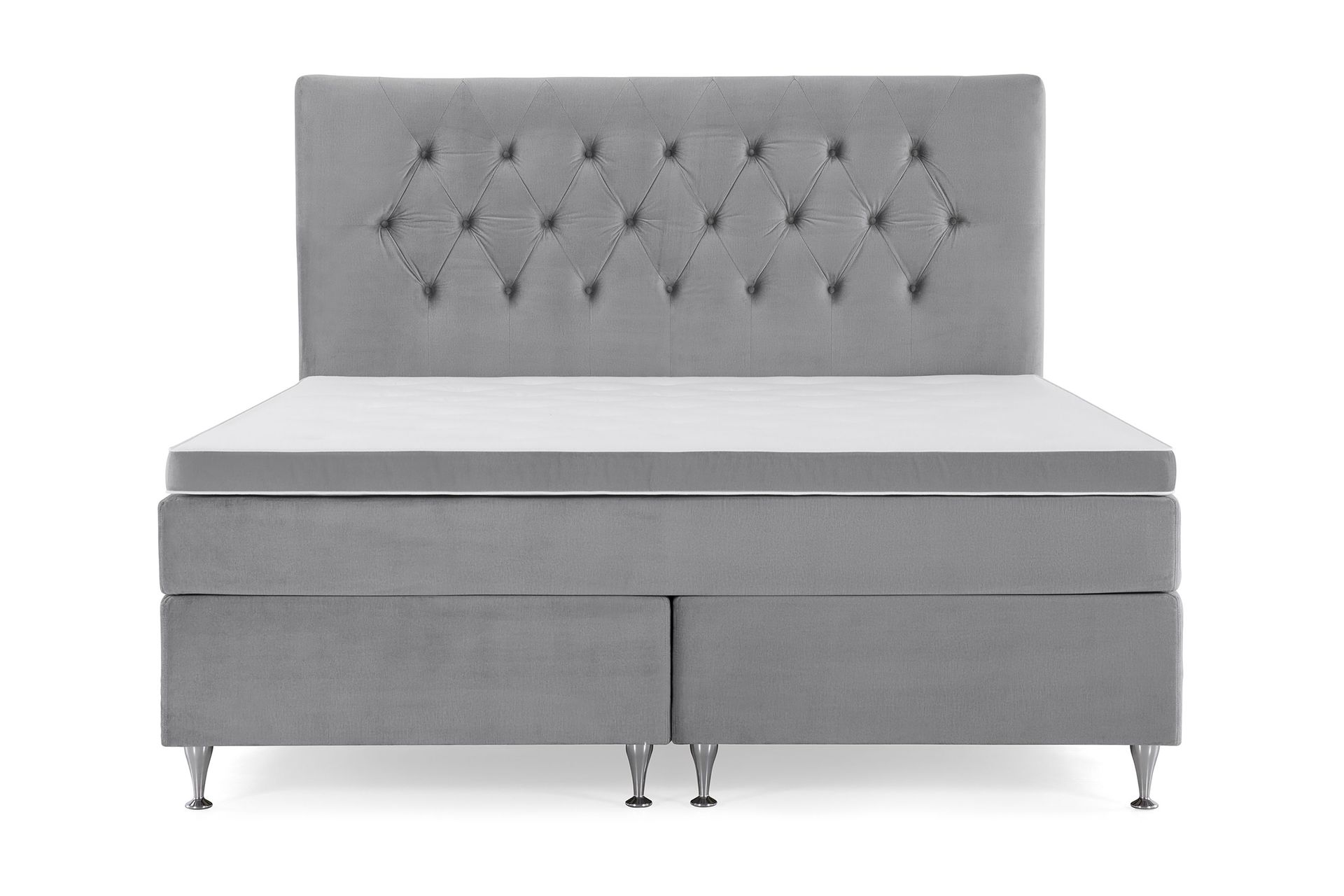 Royal Velvet Komplett Sengepakke 160x200 cm - Lysegrå Fløyel/Lave Sølvben