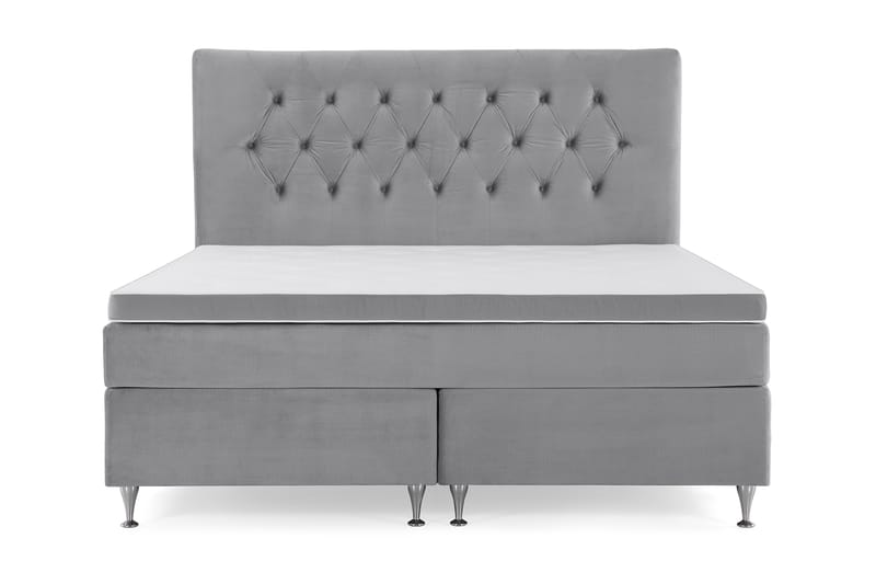 Royal Velvet Komplett Sengepakke 160x200 cm - Lysegrå Fløyel/Lave Sølvben - Møbler - Senger - Komplett sengepakke