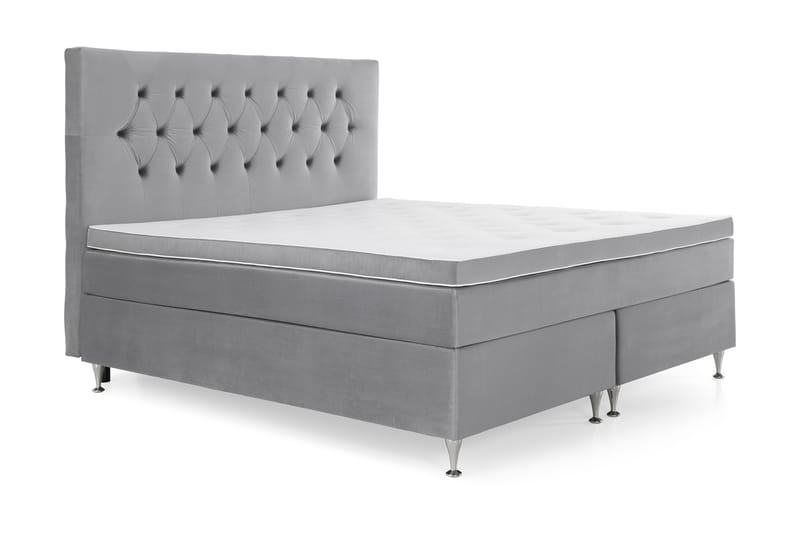 Royal Velvet Komplett Sengepakke 160x200 cm - Lysegrå Fløyel/Lave Sølvben - Møbler - Senger - Komplett sengepakke