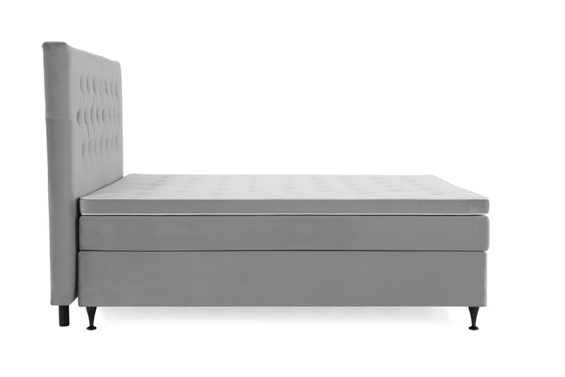 Royal Velvet Komplett Sengepakke 160x200 cm - Lysegrå Fløyel/Lave Svarte Ben - Møbler - Senger - Komplett sengepakke