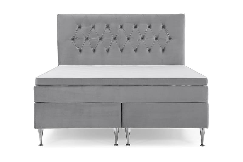 Royal Velvet Komplett Sengepakke 160x200 cm - Lysegrå med Høye Sølvben - Møbler - Senger - Kontinentalsenger