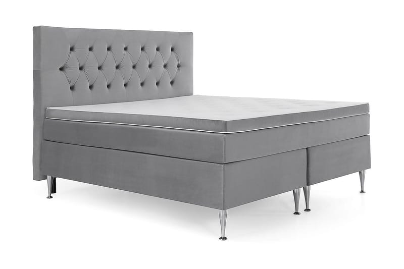 Royal Velvet Komplett Sengepakke 160x200 cm - Lysegrå med Høye Sølvben - Møbler - Senger - Kontinentalsenger