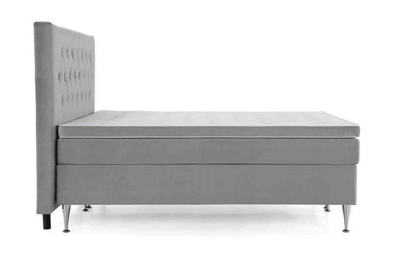 Royal Velvet Komplett Sengepakke 160x200 cm - Lysegrå med Høye Sølvben - Møbler - Senger - Kontinentalsenger