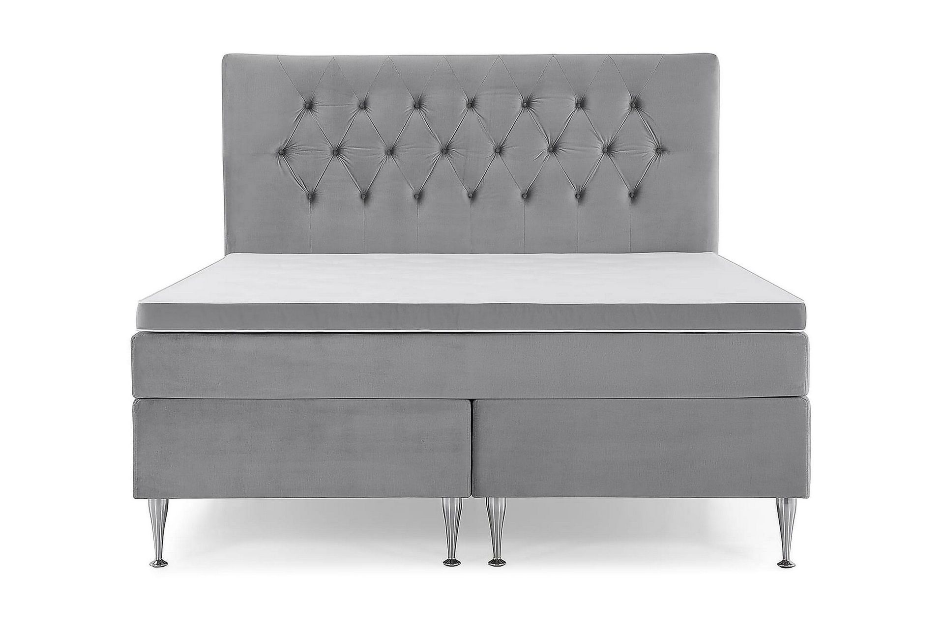 Royal Velvet Komplett Sengepakke 160x200 cm - Lysegrå med Høye Sølvben