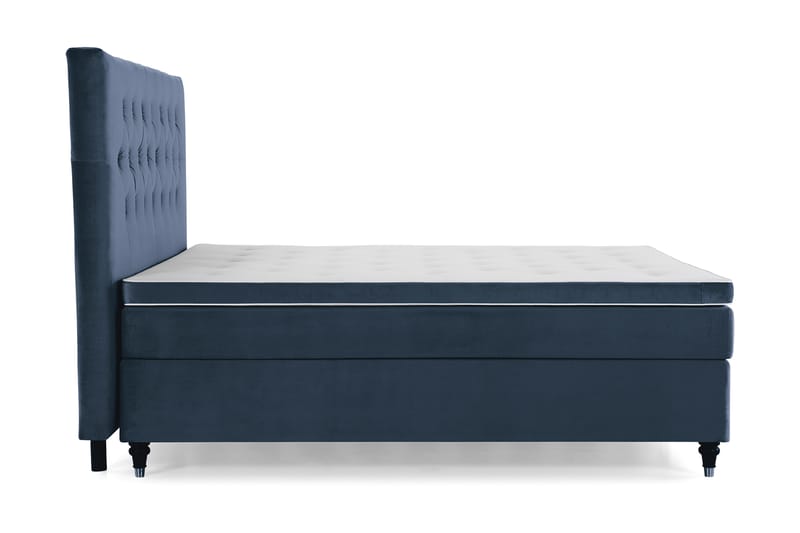 Royal Velvet Komplett Sengepakke 160x200 cm - Mørkeblå Fløyel/Dreide Ben - Møbler - Senger - Komplett sengepakke