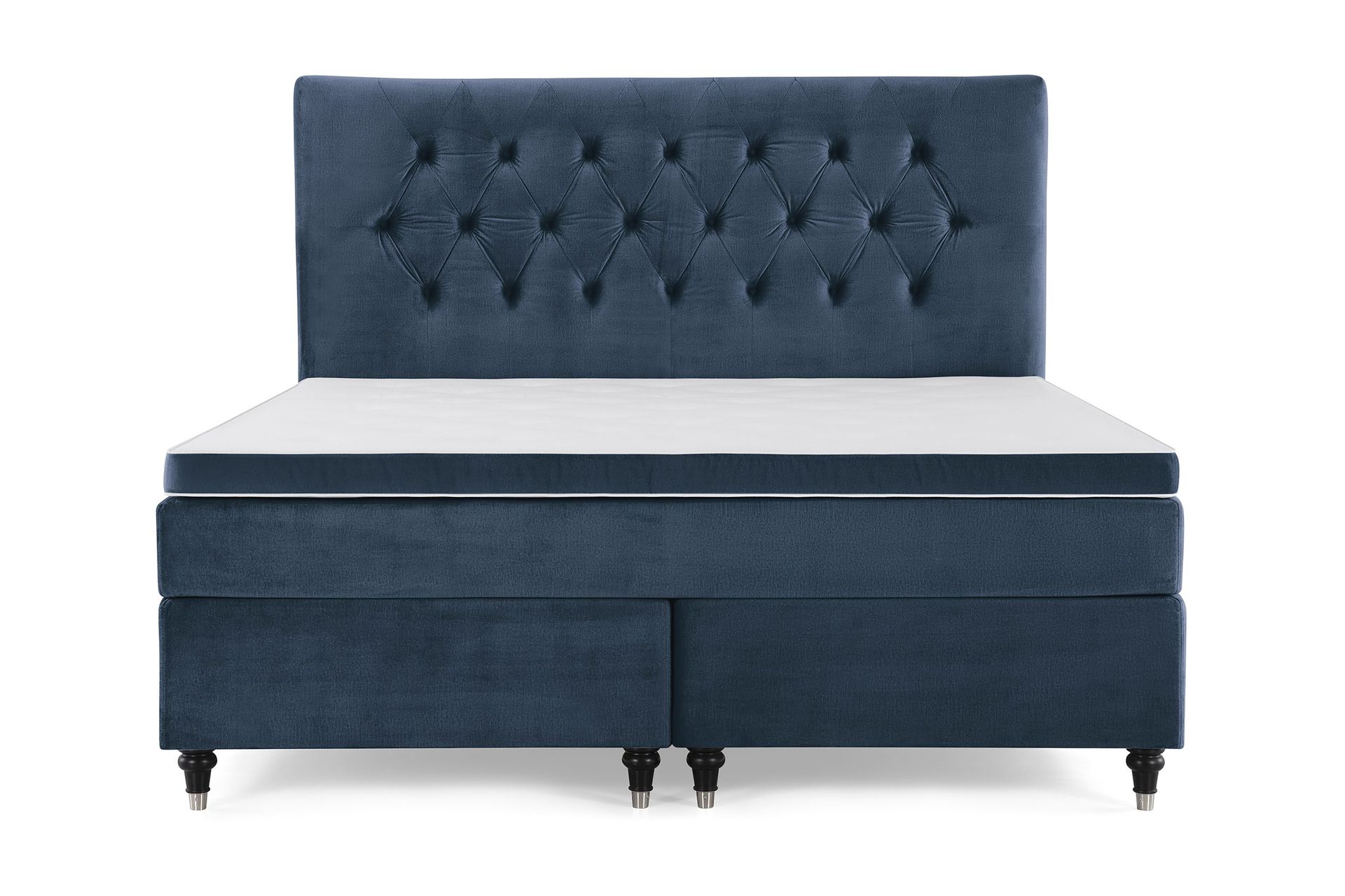 Royal Velvet Komplett Sengepakke 160x200 cm - Mørkeblå Fløyel/Dreide Ben