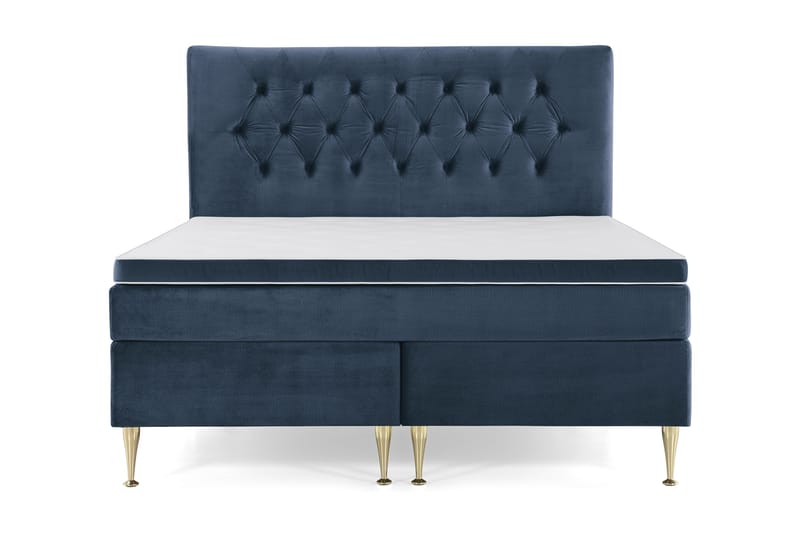 Royal Velvet Komplett Sengepakke 160x200 cm - Mørkeblå Fløyel/Høye Gullben - Møbler - Senger - Kontinentalsenger