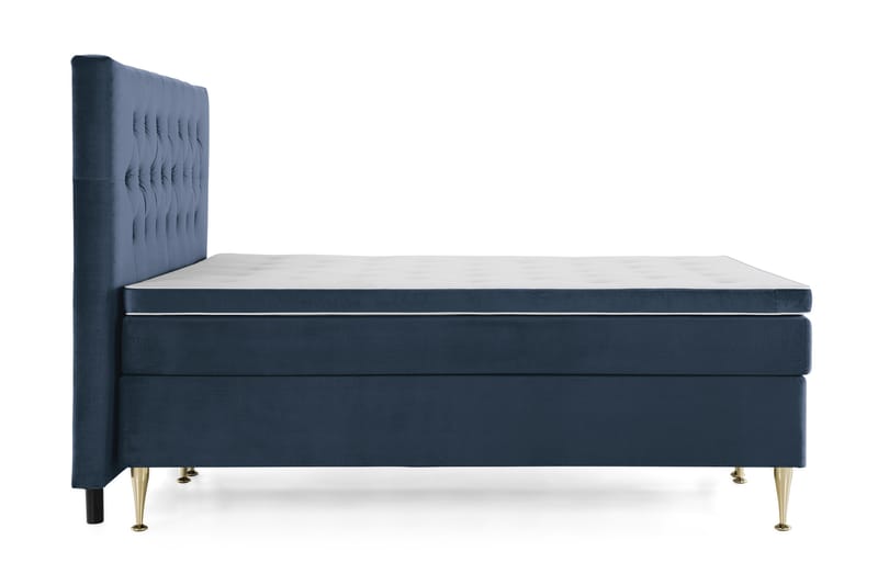 Royal Velvet Komplett Sengepakke 160x200 cm - Mørkeblå Fløyel/Høye Gullben - Møbler - Senger - Kontinentalsenger