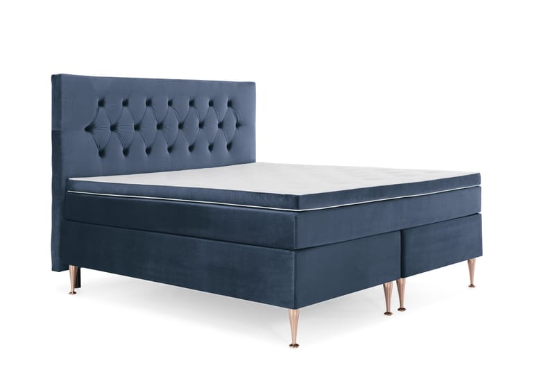 Royal Velvet Komplett Sengepakke 160x200 cm - Mørkeblå Fløyel/Høye Rosében - Møbler - Senger - Kontinentalsenger
