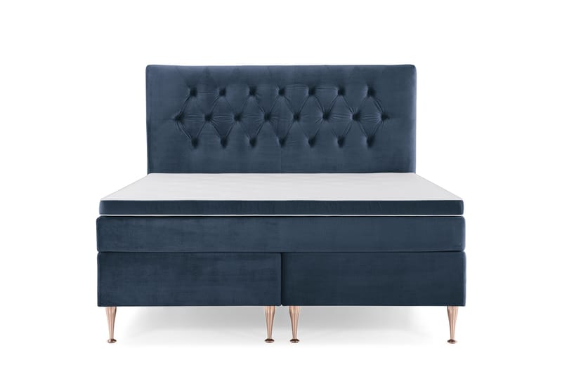 Royal Velvet Komplett Sengepakke 160x200 cm - Mørkeblå Fløyel/Høye Rosében - Møbler - Senger - Kontinentalsenger