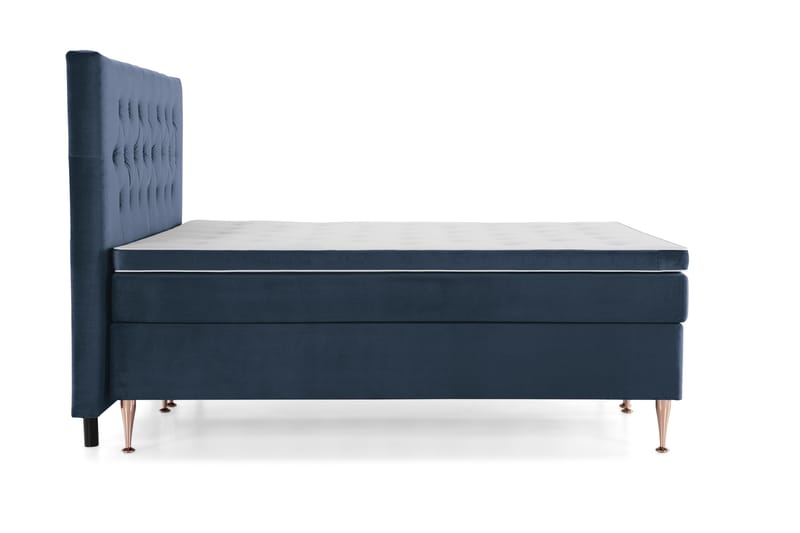 Royal Velvet Komplett Sengepakke 160x200 cm - Mørkeblå Fløyel/Høye Rosében - Møbler - Senger - Kontinentalsenger