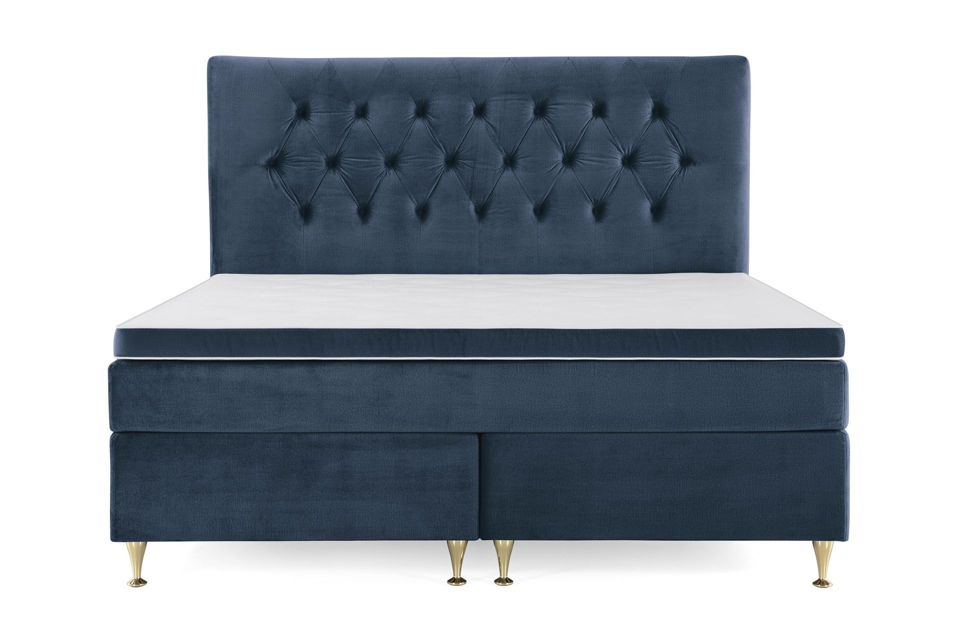 Royal Velvet Komplett Sengepakke 160x200 cm - Mørkeblå Fløyel/Lave Gullben