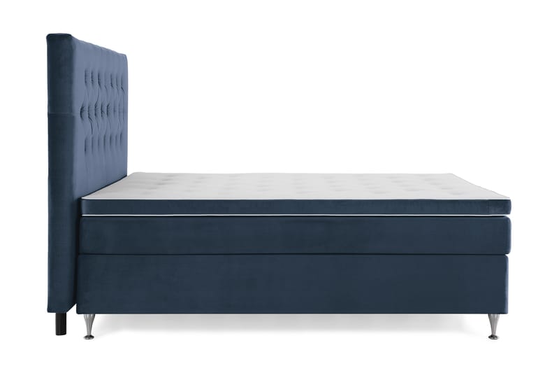 Royal Velvet Komplett Sengepakke 160x200 cm - Mørkeblå Fløyel/Lave Sølvben - Møbler - Senger - Kontinentalsenger