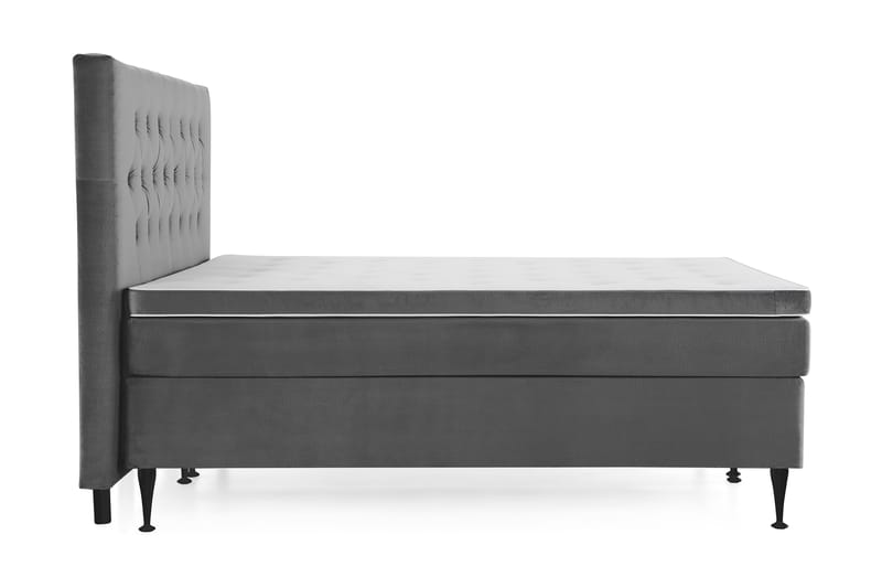 Royal Velvet Komplett Sengepakke 160x200 cm - Mørkegrå Fløyel/Høye Svarte Ben - Møbler - Senger - Kontinentalsenger