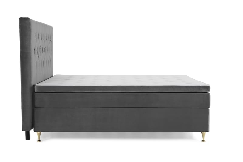 Royal Velvet Komplett Sengepakke 160x200 cm - Mørkegrå Fløyel/Lave Gullben - Møbler - Senger - Kontinentalsenger