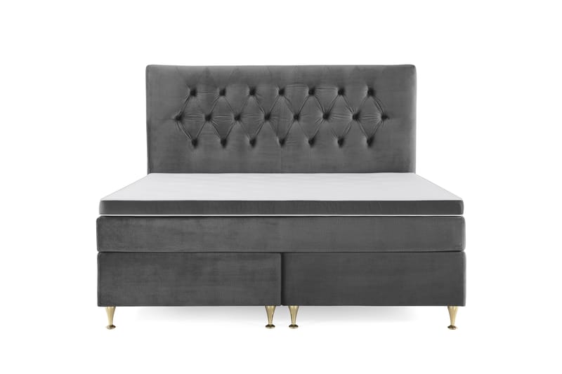 Royal Velvet Komplett Sengepakke 160x200 cm - Mørkegrå Fløyel/Lave Gullben - Møbler - Senger - Kontinentalsenger