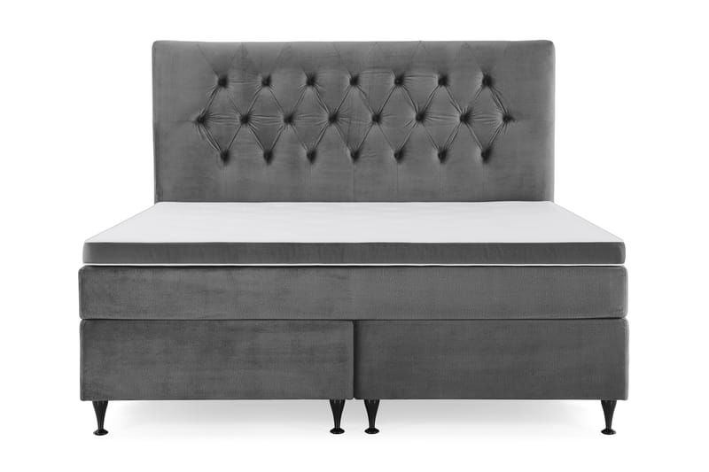 Royal Velvet Komplett Sengepakke 160x200 cm - Mørkegrå Fløyel/Lave Svarte Ben - Møbler - Senger - Komplett sengepakke