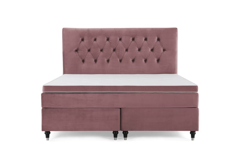 Royal Velvet Komplett Sengepakke 160x200 cm - Rosa Fløyel/Dreide Ben - Møbler - Senger - Kontinentalsenger