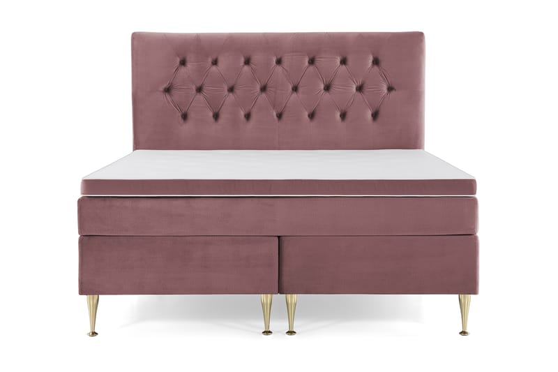 Royal Velvet Komplett Sengepakke 160x200 cm - Rosa Fløyel/Høye Gullben - Møbler - Senger - Kontinentalsenger