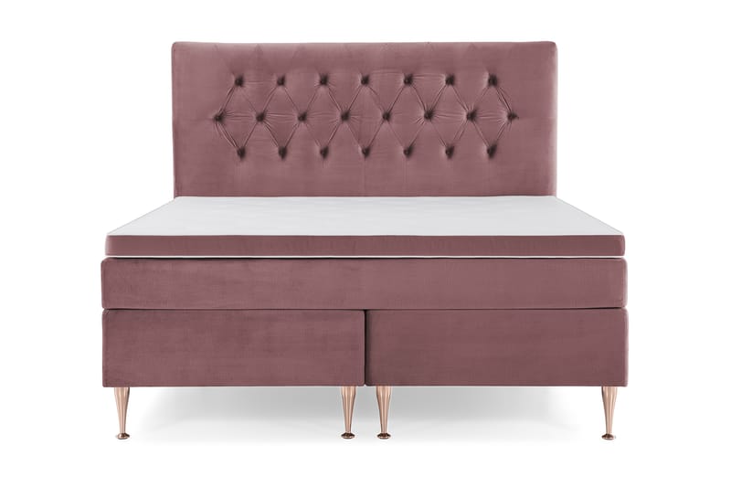 Royal Velvet Komplett Sengepakke 160x200 cm - Rosa Fløyel/Høye Rosében - Møbler - Senger - Kontinentalsenger