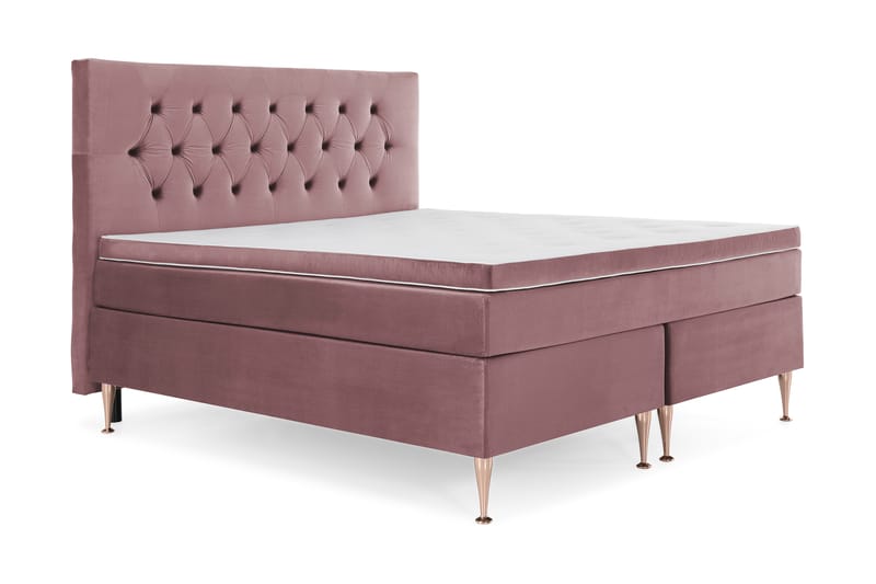 Royal Velvet Komplett Sengepakke 160x200 cm - Rosa Fløyel/Høye Rosében - Møbler - Senger - Kontinentalsenger