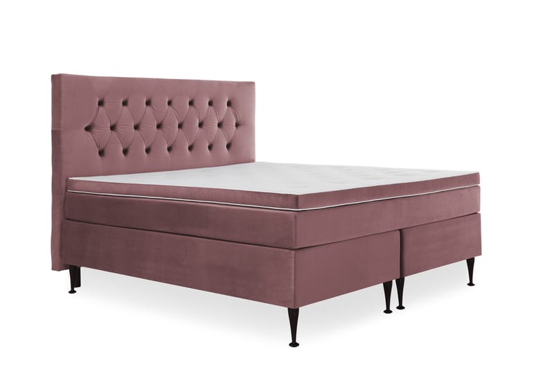 Royal Velvet Komplett Sengepakke 160x200 cm - Rosa Fløyel/Høye Svarte Ben - Møbler - Senger - Kontinentalsenger