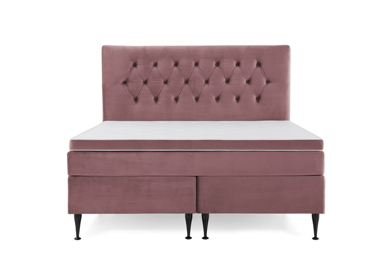 Royal Velvet Komplett Sengepakke 160x200 cm - Rosa Fløyel/Høye Svarte Ben - Møbler - Senger - Kontinentalsenger