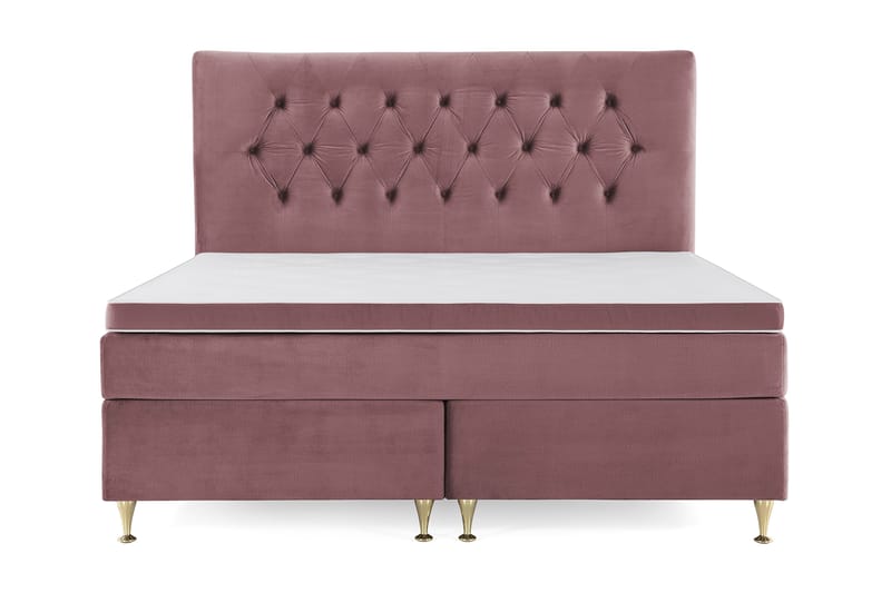 Royal Velvet Komplett Sengepakke 160x200 cm - Rosa Fløyel/Lave Gullben - Møbler - Senger - Kontinentalsenger