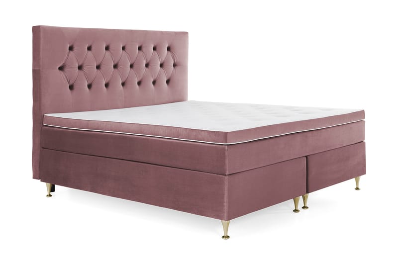 Royal Velvet Komplett Sengepakke 160x200 cm - Rosa Fløyel/Lave Gullben - Møbler - Senger - Kontinentalsenger