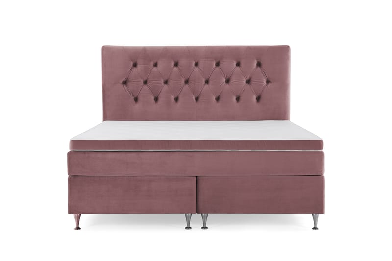 Royal Velvet Komplett Sengepakke 160x200 cm - Rosa Fløyel/Lave Sølvben - Møbler - Senger - Kontinentalsenger