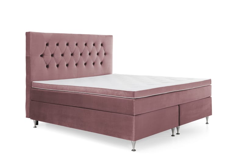 Royal Velvet Komplett Sengepakke 160x200 cm - Rosa Fløyel/Lave Sølvben - Møbler - Senger - Kontinentalsenger