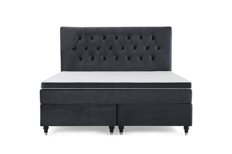 Royal Velvet Komplett Sengepakke 160x200 cm, Svart Fløyel/Dreide Ben