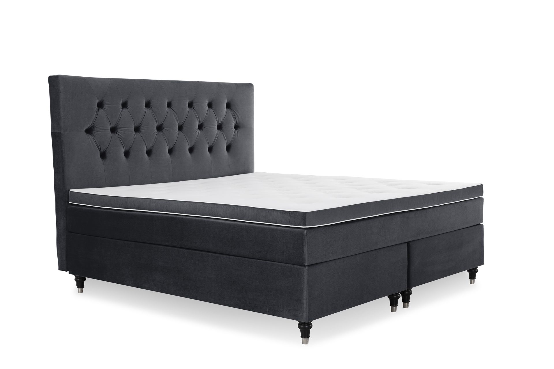 Royal Velvet Komplett Sengepakke 160x200 cm - Svart Fløyel/Dreide Ben - Møbler - Senger - Kontinentalsenger