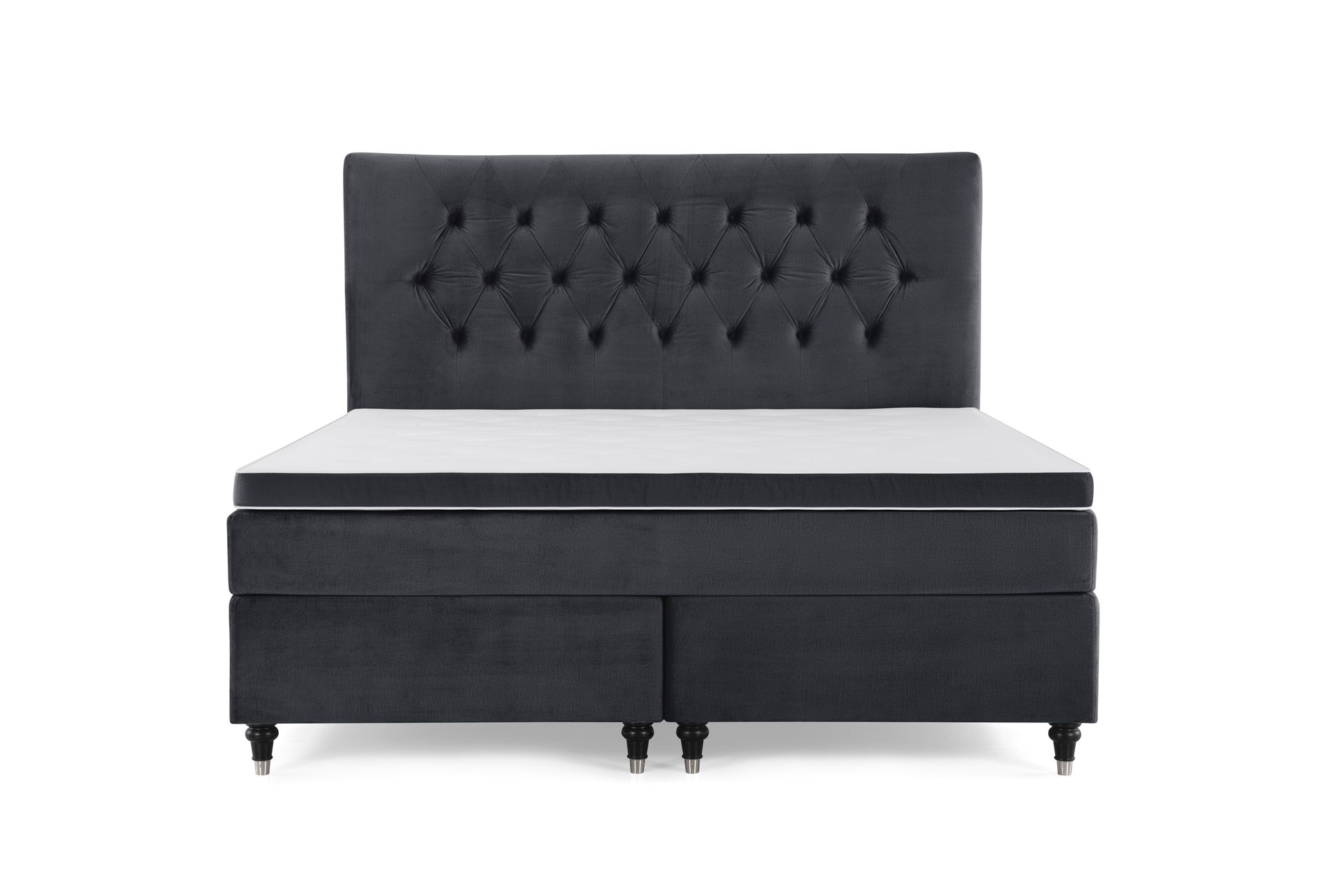 Royal Velvet Komplett Sengepakke 160x200 cm - Svart Fløyel/Dreide Ben - Møbler - Senger - Kontinentalsenger