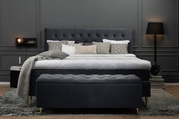 Royal Velvet Komplett Sengepakke 160x200 cm - Svart Fløyel/Dreide Ben - Møbler - Senger - Kontinentalsenger