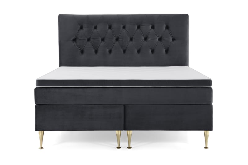 Royal Velvet Komplett Sengepakke 160x200 cm - Svart Fløyel/Høye Gullben - Møbler - Senger - Komplett sengepakke