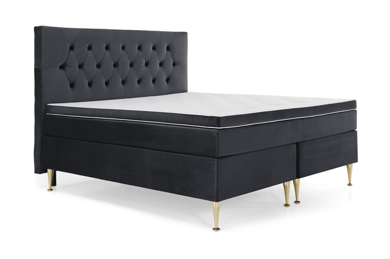 Royal Velvet Komplett Sengepakke 160x200 cm - Svart Fløyel/Høye Gullben - Møbler - Senger - Komplett sengepakke