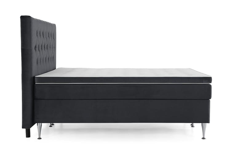 Royal Velvet Komplett Sengepakke 160x200 cm - Svart Fløyel/Høye Sølvben - Møbler - Senger - Kontinentalsenger