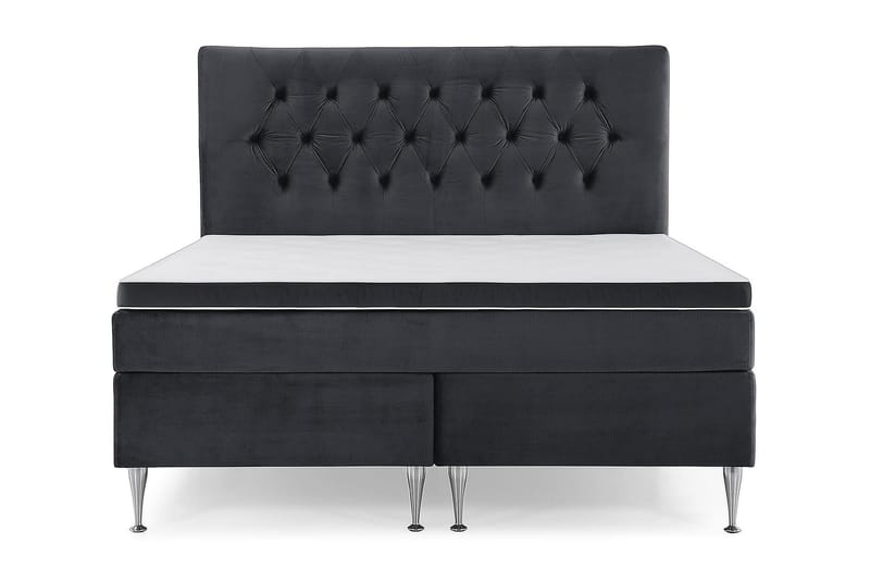 Royal Velvet Komplett Sengepakke 160x200 cm - Svart Fløyel/Høye Sølvben - Møbler - Senger - Kontinentalsenger