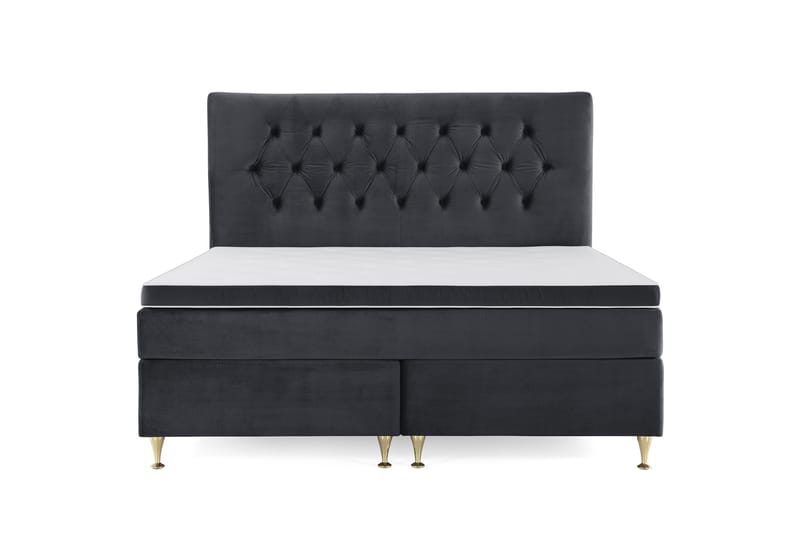 Royal Velvet Komplett Sengepakke 160x200 cm - Svart Fløyel/Lave Gullben - Møbler - Senger - Kontinentalsenger