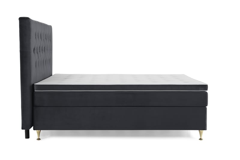 Royal Velvet Komplett Sengepakke 160x200 cm - Svart Fløyel/Lave Gullben - Møbler - Senger - Kontinentalsenger