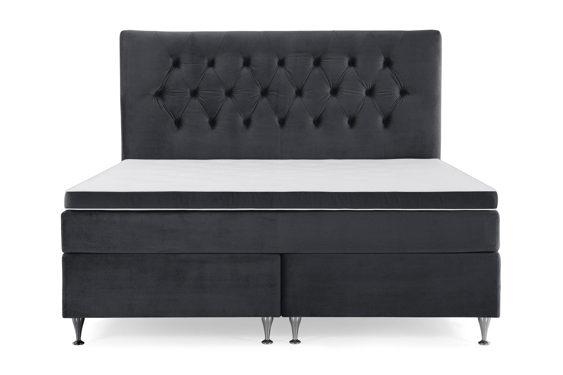Royal Velvet Komplett Sengepakke 160x200 cm - Svart Fløyel/Lave Sølvben