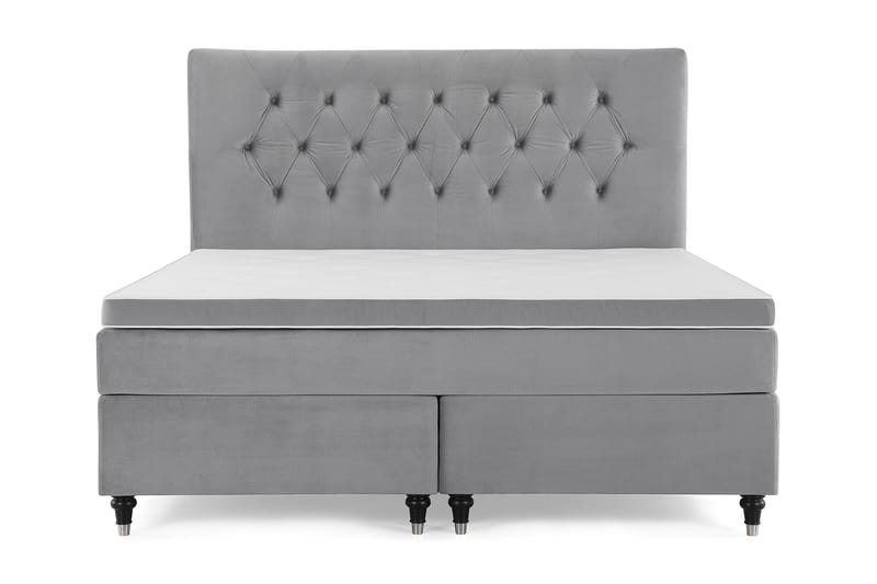 Royal Velvet Komplett Sengepakke 180x200 cm - Lysegrå Fløyel/Dreide Ben - Møbler - Senger - Kontinentalsenger