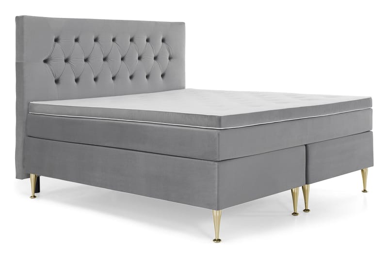 Royal Velvet Komplett Sengepakke 180x200 cm - Lysegrå Fløyel/Høye Gullben - Møbler - Senger - Kontinentalsenger