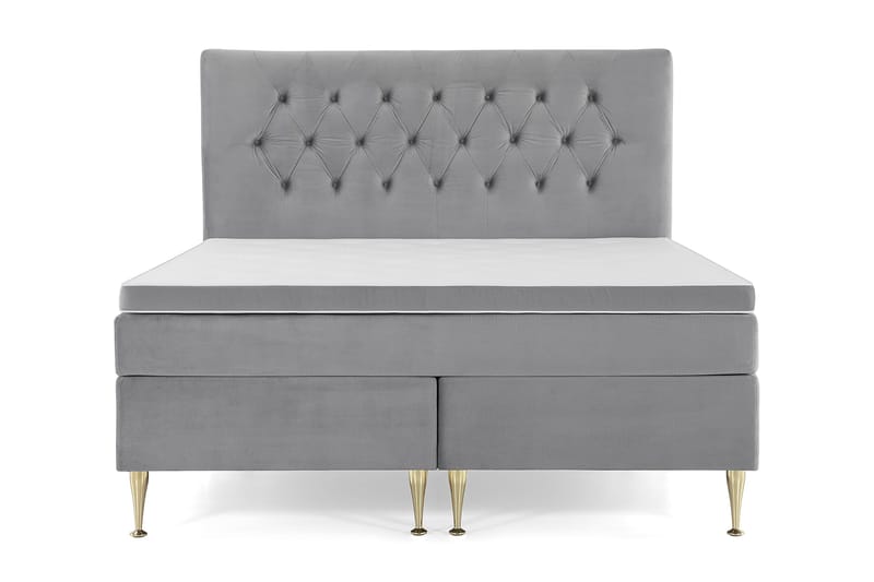 Royal Velvet Komplett Sengepakke 180x200 cm - Lysegrå Fløyel/Høye Gullben - Møbler - Senger - Kontinentalsenger