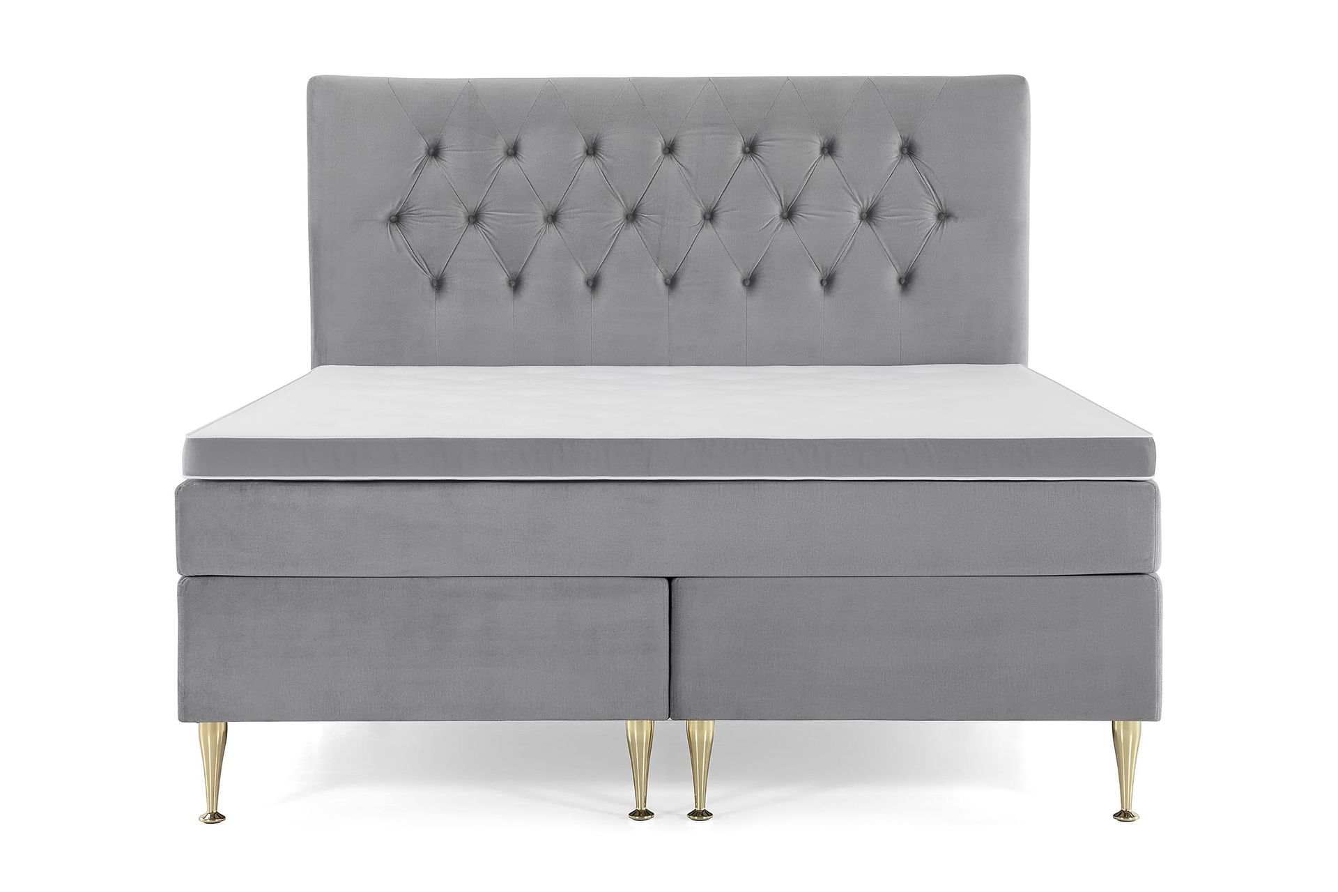 Royal Velvet Komplett Sengepakke 180x200 cm - Lysegrå Fløyel/Høye Gullben
