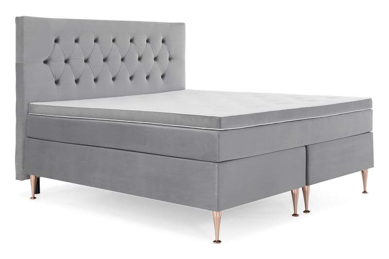 Royal Velvet Komplett Sengepakke 180x200 cm - Lysegrå Fløyel/Høye Rosében - Møbler - Senger - Kontinentalsenger