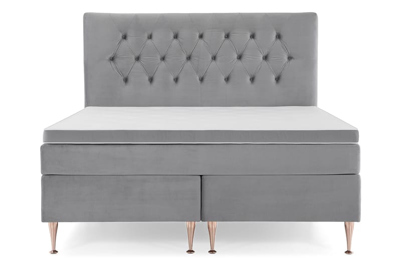 Royal Velvet Komplett Sengepakke 180x200 cm - Lysegrå Fløyel/Høye Rosében - Møbler - Senger - Kontinentalsenger