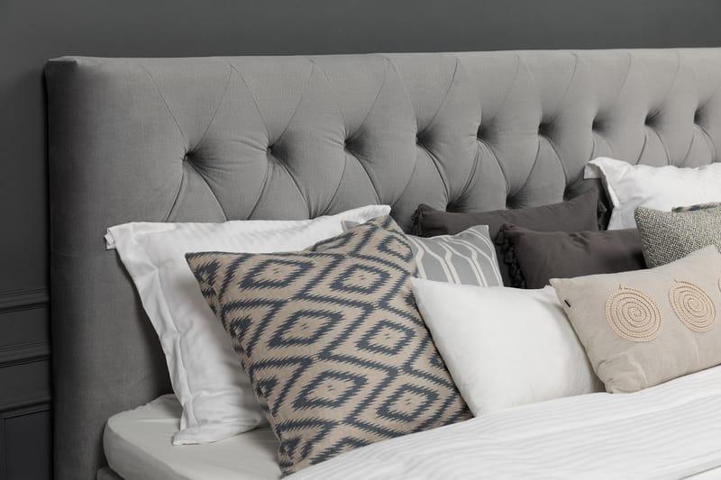 Royal Velvet Komplett Sengepakke 180x200 cm - Lysegrå Fløyel/Lave Gullben - Møbler - Senger - Kontinentalsenger