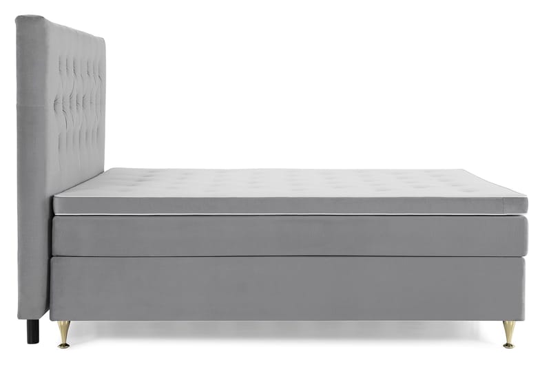 Royal Velvet Komplett Sengepakke 180x200 cm - Lysegrå Fløyel/Lave Gullben - Møbler - Senger - Kontinentalsenger